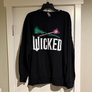 Wicked Graphic Black Sweatshirt with Green & Pink Accents